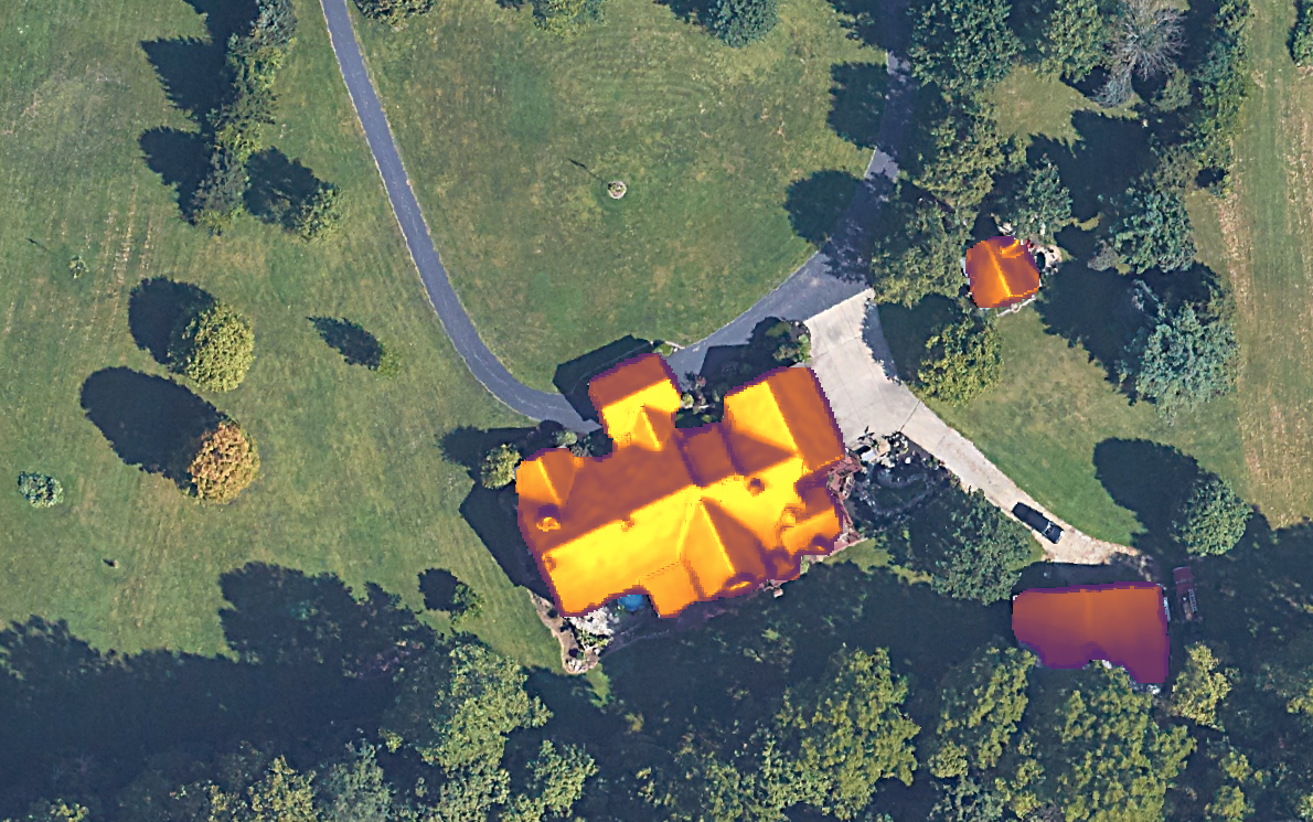 Satellite Sun View of House